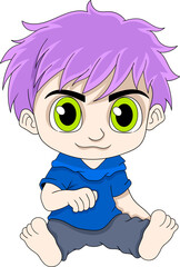 cartoon logo of a toddler with a cute face sitting