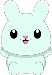 Cute fat green rabbit doll cartoon logo