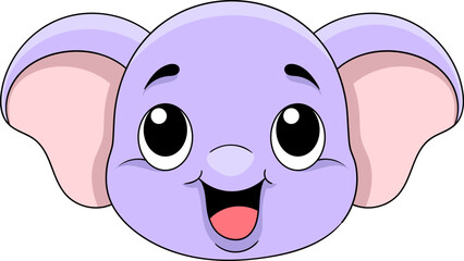 cute smiling elephant head cartoon logo