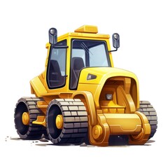 Obraz na płótnie Canvas Playful cartoon bulldozer with a big scoop. AI generate illustration