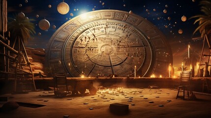 Investigate the ancient Egyptian concept of time and calendars - obrazy, fototapety, plakaty