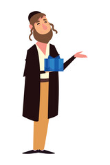 hanukkah jewish man and gift