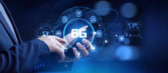 6G Six generation high speed mobile internet wireless  connection.