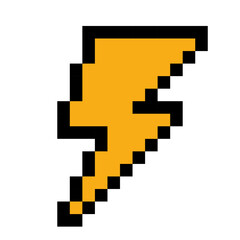 Lightning line icon. Electricity, danger, voltage, thunder, sky, current, natural phenomenon, pixel style. Multicolored icon on white background.
