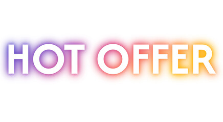 neon bright lettering hot offer purple  pink and yellow color