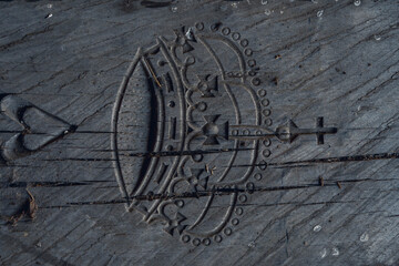 Old wooden spanish kingdom shield