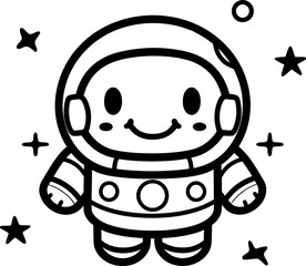 Cute astronaut in the space silhouette in black color. Vector template for laser cutting. © StocknPicture