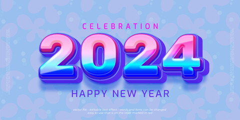 New year banner holiday celebration with 2024 editable numbers with gradient style