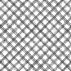 Watercolor stripe plaid seamless pattern. Color black and white stripes background.