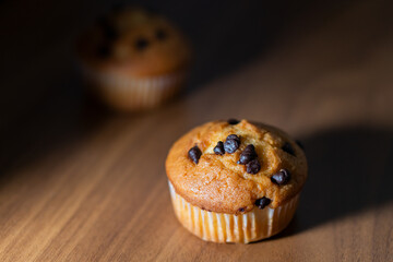 mini cupcakes on a wooden plate