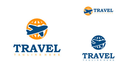 Agency travel  business logo designs concept template. Plane Travel logo transport  logistics delivery.