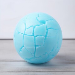 a blue ball with a crack in it