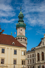 Fototapeta na wymiar Hungary, Sopron's Fire Tower with the City Hall