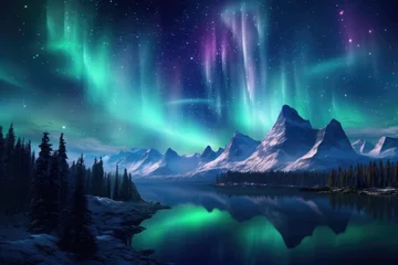 Selbstklebende Fototapete Nordlichter Fantastic landscape with northen light