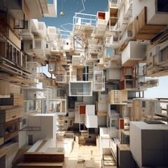 a building with many square boxes