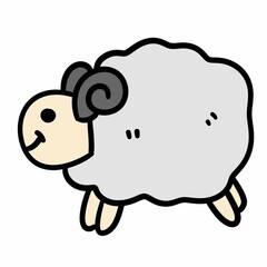 Cartoon happy sheep posing isolated on white background