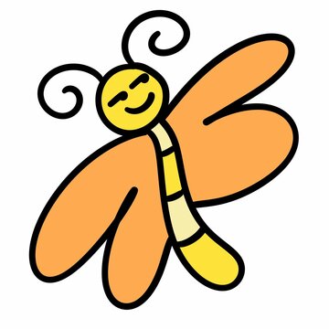 cute butterfly cartoon on white background