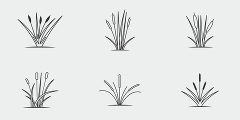 set of icon cattails line art vintage vector illustration template icon graphic design - obrazy, fototapety, plakaty