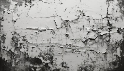 Weathered Gray Concrete Wall with Peeling Paint and Abstract Pattern