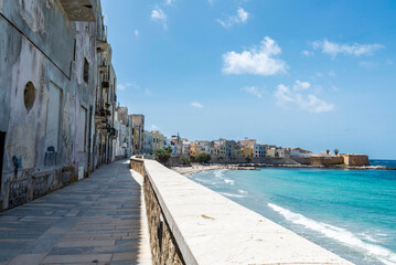 Promenade and beach in Marsala, Trapani, Sicily, Italy - obrazy, fototapety, plakaty
