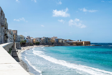 Promenade and beach in Marsala, Trapani, Sicily, Italy - obrazy, fototapety, plakaty