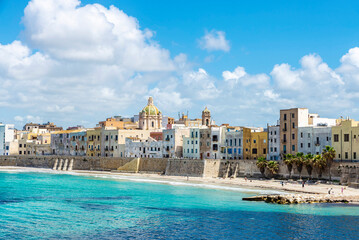 Promenade and beach in Marsala, Trapani, Sicily, Italy