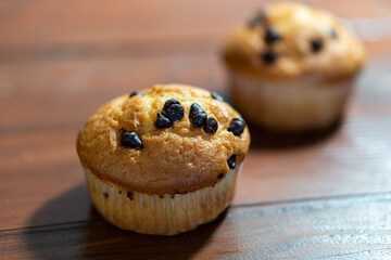 mini cupcakes on a wooden plate