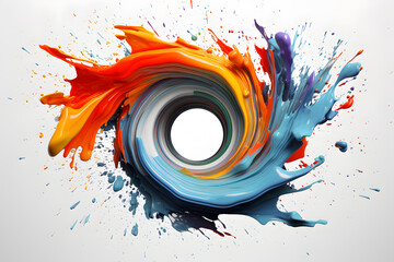 Color paint splashes whirpool swirl isolated on white background - obrazy, fototapety, plakaty