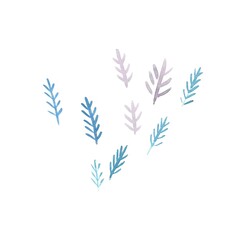 Watercolor drawing. Hand-drawn winter botanical illustration for greeting cards, invitations, winter wedding decor.