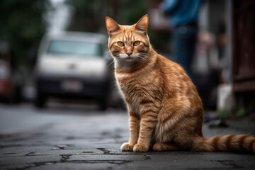 Cat on the road generative AI