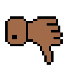 Brown thumbs down line icon. Gesture, disapproval, dislike, emoji, refusal, chat, communication, emotions, pixel style. Multicolored icon on white background.