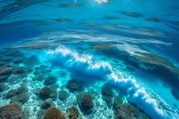 Fototapeta na wymiar Massive Waves Dancing Along the Reef Line