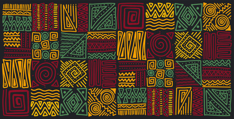 Seamless hand drawn abstract pattern  ethnic background  African style, great for textiles  banners  wallpaper  wrapping. - obrazy, fototapety, plakaty