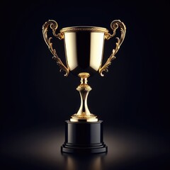 gold trophy cup isolated on black