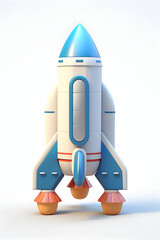 Miniature rocket toy , rocketship as symbol for business project and startup