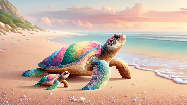 Colorful Polygonal Turtle. Type G - Generated by AI