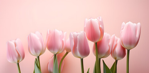 Tulips flowers pink template for congratulation.Woman's day, 8 march, Easter, Mother's day, anniversary