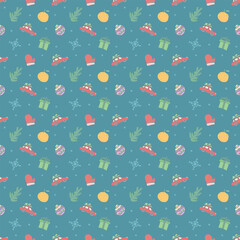Seamless christmas pattern. New year background. Doodle illustration with christmas and new year icons