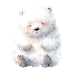 Watercolor white Bear. Wildlife Bear isolated - 681507379