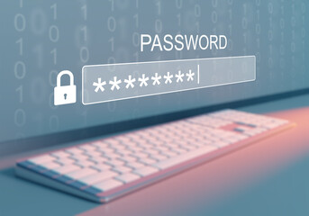 Password to protect personal data. Keyboard for entering security code. Password input field on...