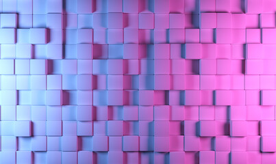 Geometric background. Abstract backdrop. Wallpaper with pink cubes. Geometric textures. Abstract pattern. Background for website design. Three-dimensional wallpaper for stylish design. 3d image
