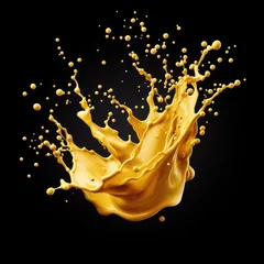 Poster mango liquid juice splash isolated on black background © Mo Stock