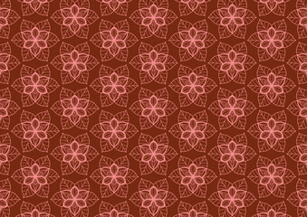 Abstract patterned fabric shapes flower geometric orange on red graphic illustration backdrop background wallpaper decorative printing textile clothing carpet mosaic tiles