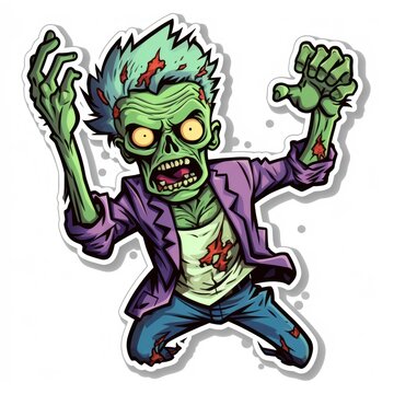 Zombie cartoon sticker. Zombie Sticker. Sticker. Logotype.