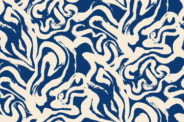 Minimalist abstract brush stroke painting seamless pattern illustration. Modern trendy paint line background. - obrazy, fototapety, plakaty