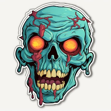 Zombie head sticker isolated on white background. Zombie Sticker. Sticker. Logotype.
