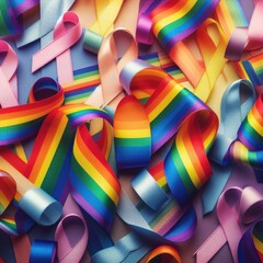 rainbow ribbon lgbt symbol