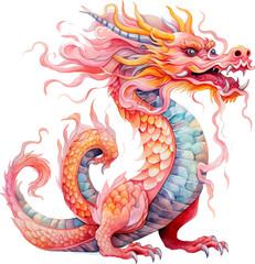 Orange Chinese Dragon for Luna New Year. PNG FIle.