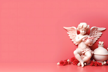 valentines day background, social media background for vday, full of romance cards with love, red rose and candles