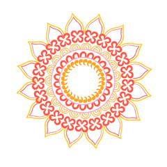 Indian rangoli circle hindu design pencil textured colorful vector card poster
